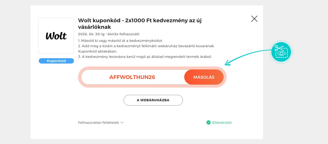 Útmutató egy Wolt kuponkód bemásolásához