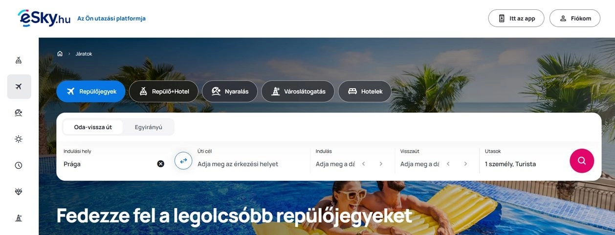 A webáruház főoldala