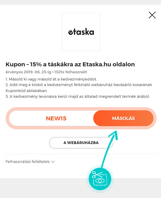 Útmutató egy Etaska kuponkód bemásolásához