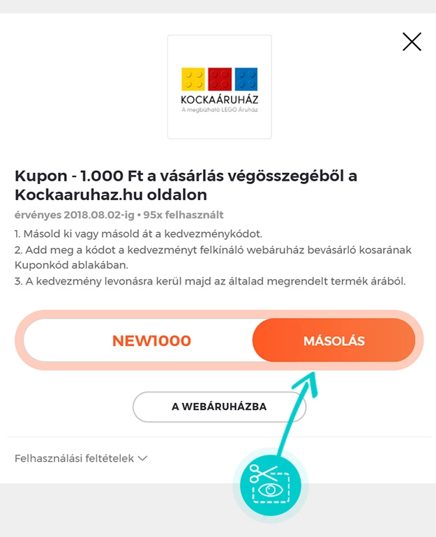 Útmutató egy KockaÁruház kuponkód bemásolásához
