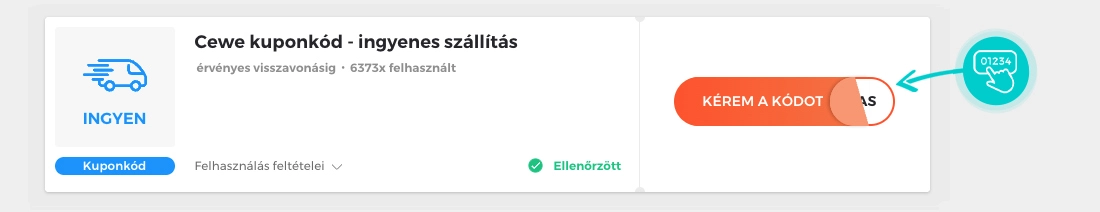 Példa egy Cewe kuponkódra
