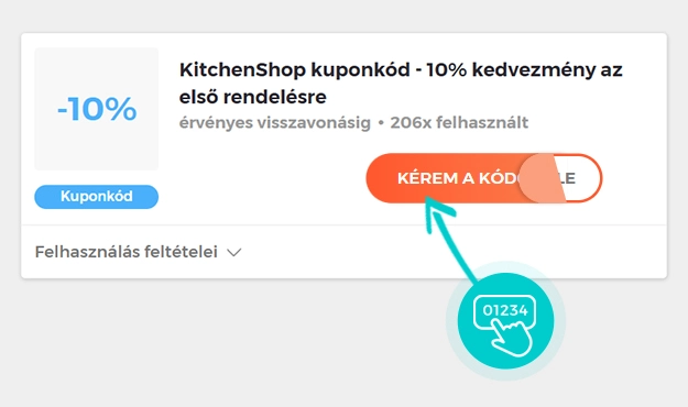 Példa egy KitchenShop kuponkódra