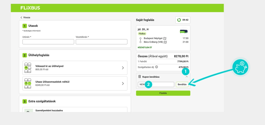 Útmutató egy FlixBus kuponkód beváltásához