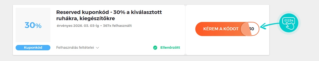 Példa egy Reserved kuponkódra