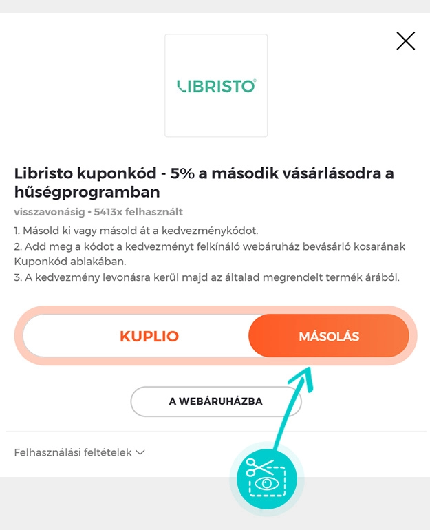 Útmutató egy Libristo kuponkód bemásolásához
