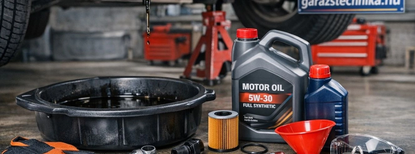 Autó olajcseréjéhez szükséges kellékek