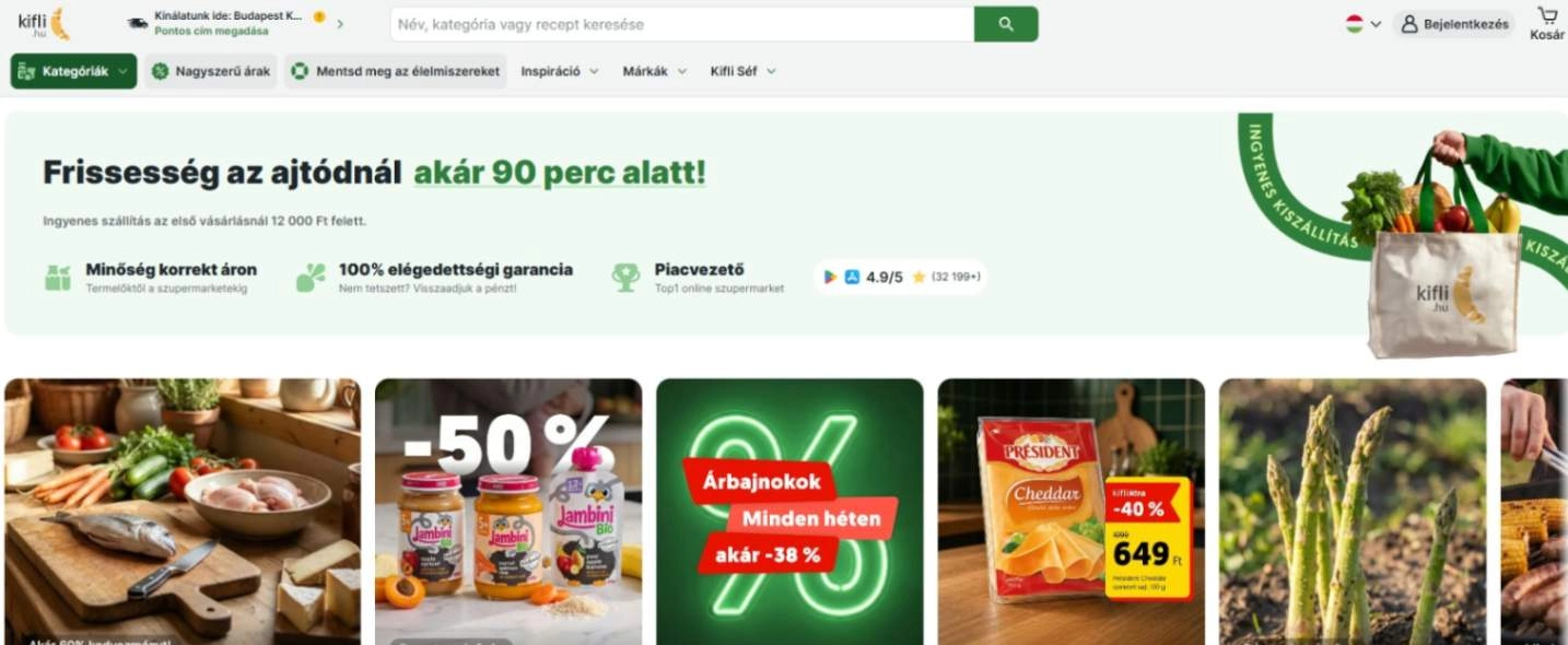 élelmiszerek bevásárlótáskába és egyéb termékek