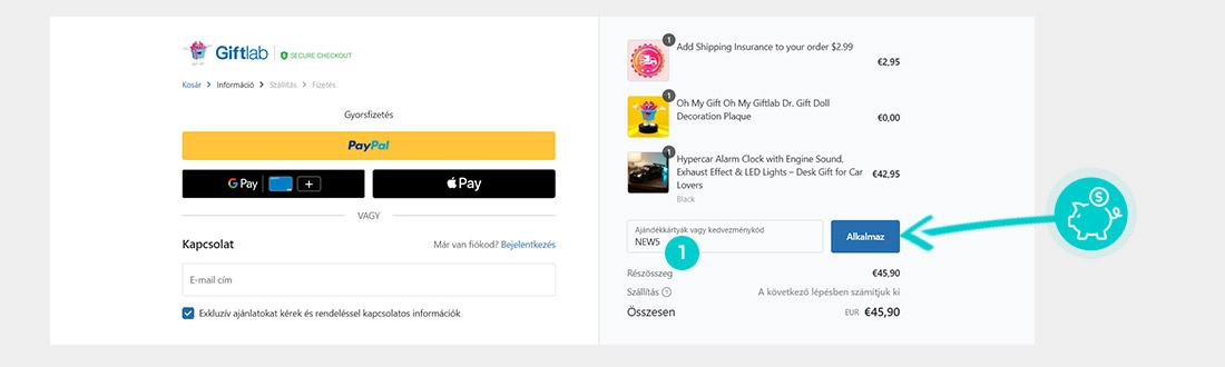 Útmutató egy Giftlab kuponkód beváltásához