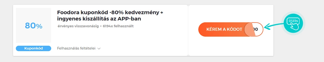 Példa egy Foodora kuponkódra