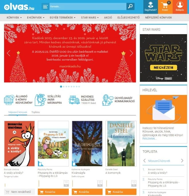 Termmékek az Olvas.hu webshop főoldalán