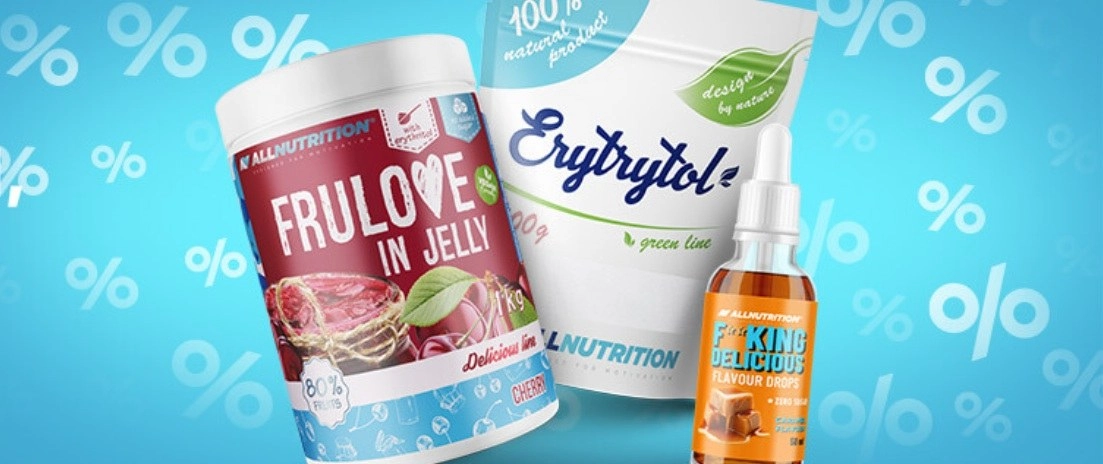 Reklámbanner az Allnutrition termékeivel