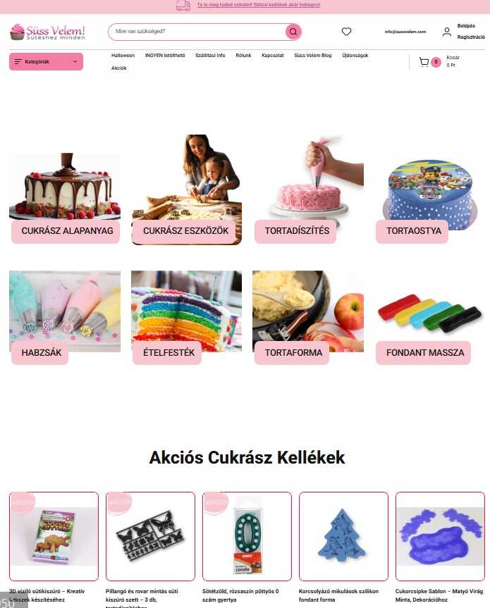 süss velem webáruház főoldala