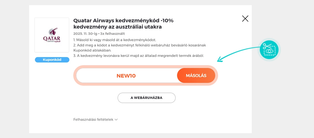 Útmutató egy Qatar Airways kuponkód bemásolásához