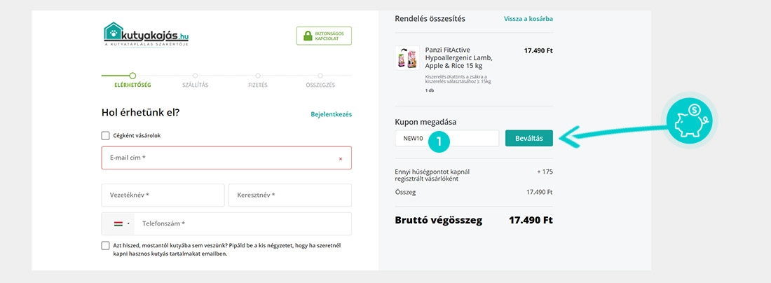 Útmutató egy Kutyakajás.hu kuponkód beváltásához