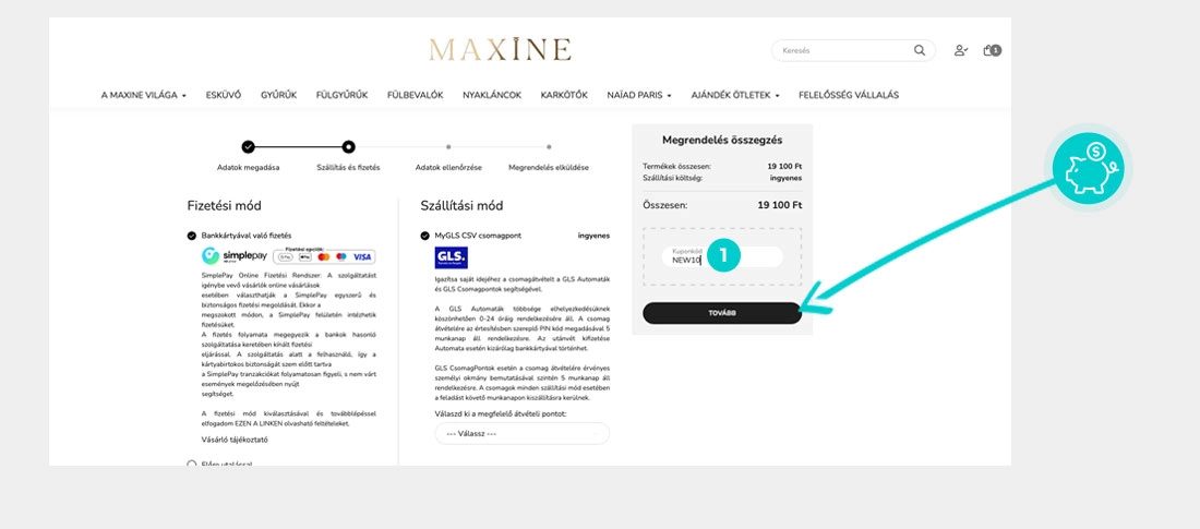 Útmutató egy Maxine kuponkód beváltásához