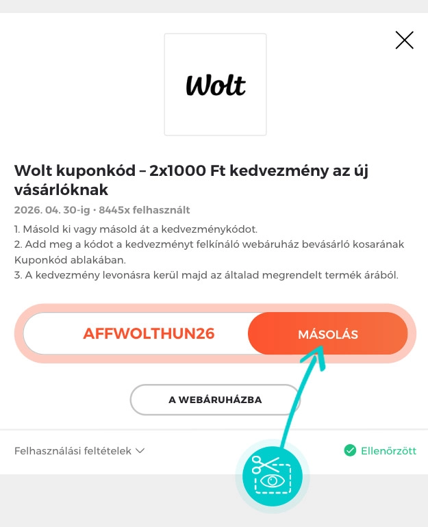 Útmutató egy Wolt kuponkód bemásolásához