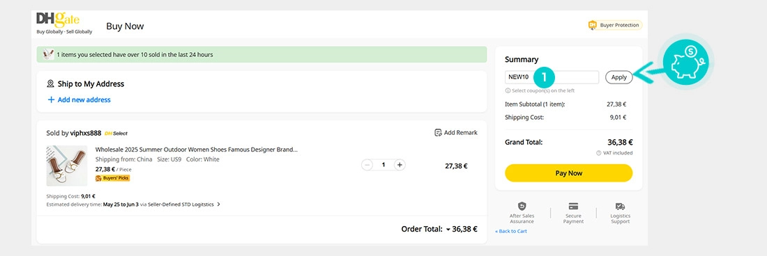 Útmutató egy DHgate kuponkód beváltásához