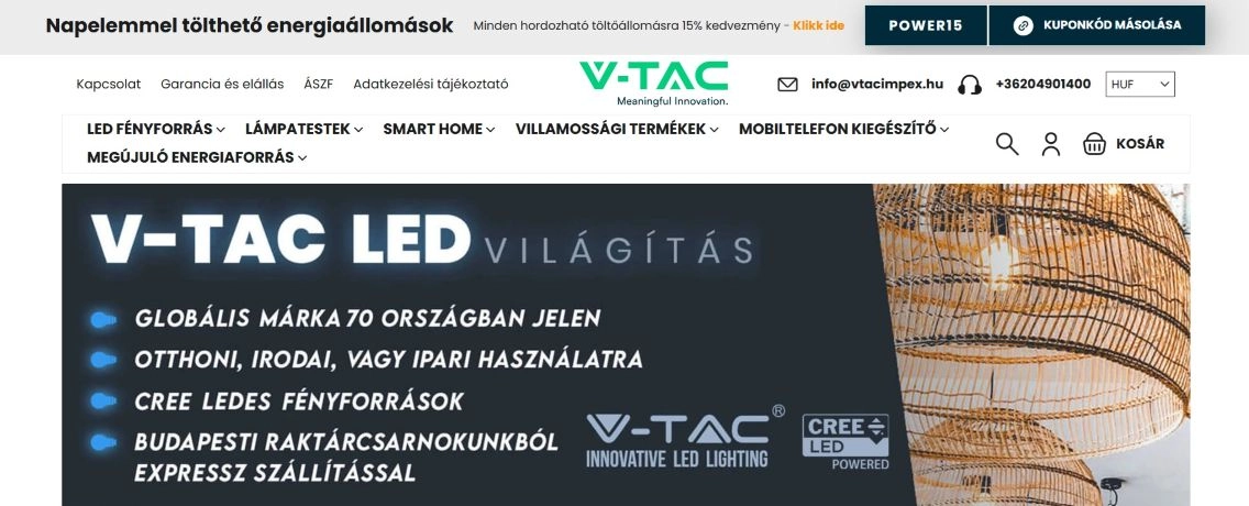 A webáruház főoldala
