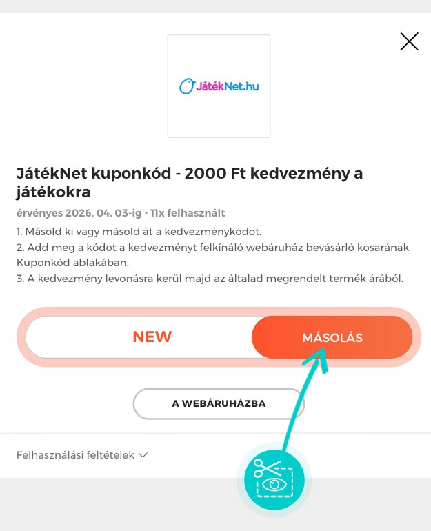 Útmutató egy JátékNet kuponkód bemásolásához