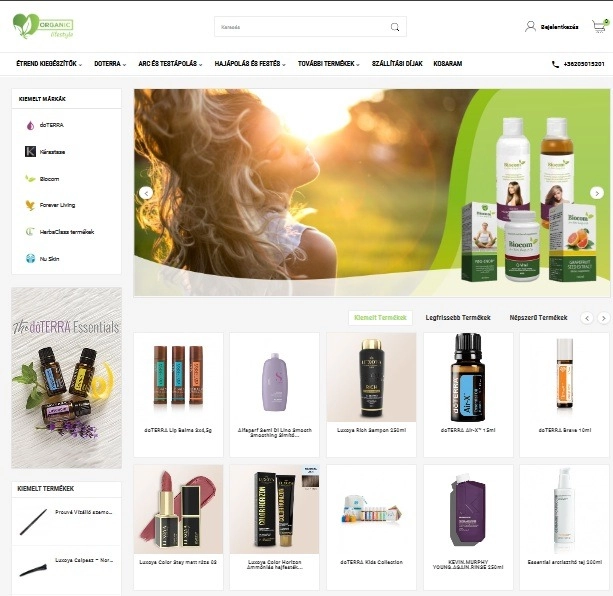 Termmékek az Organiclifestyle webshop főoldalán