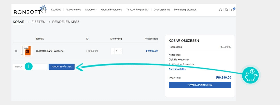 Útmutató egy Ronsoft kuponkód beváltásához