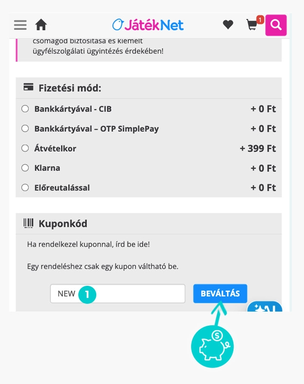 Útmutató egy JátékNet kuponkód beváltásához