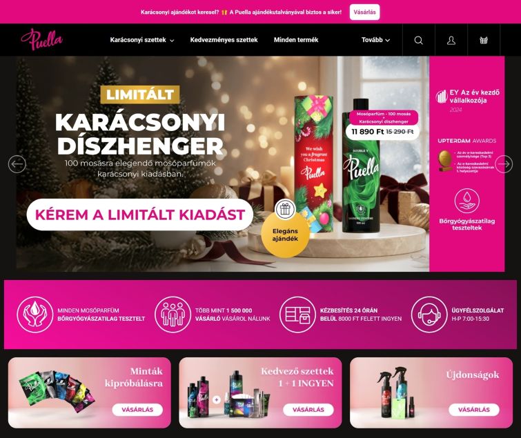 Termékek a Puella webshop főoldalán