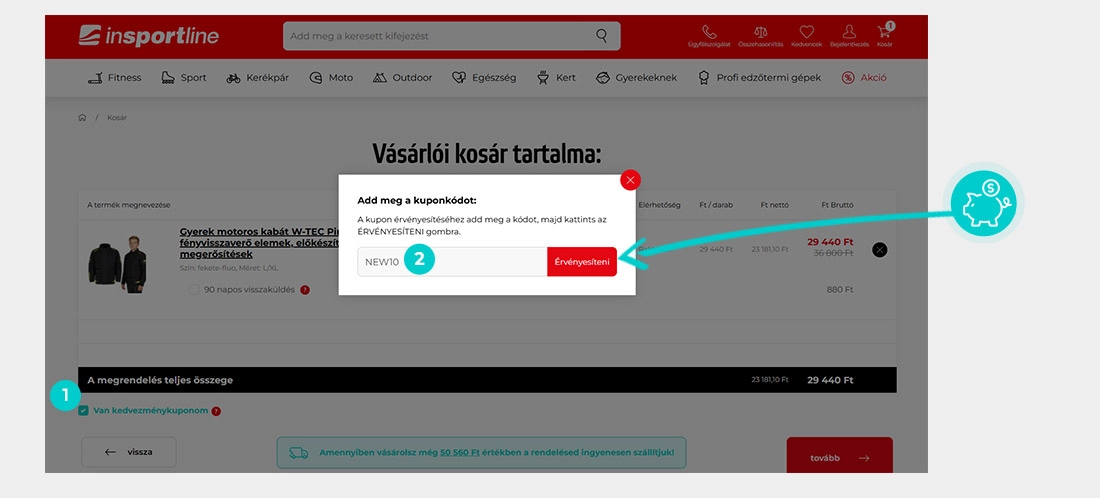 Útmutató egy inSPORTline kuponkód beváltásához