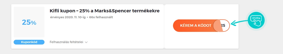 Példa egy Kifli kuponkódra