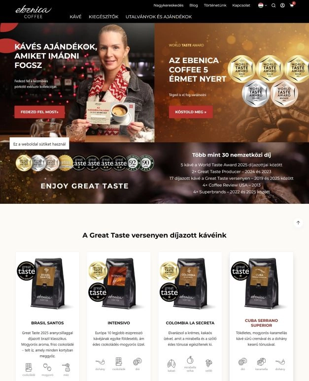 Termékek az Ebenica webáruház főoldalán