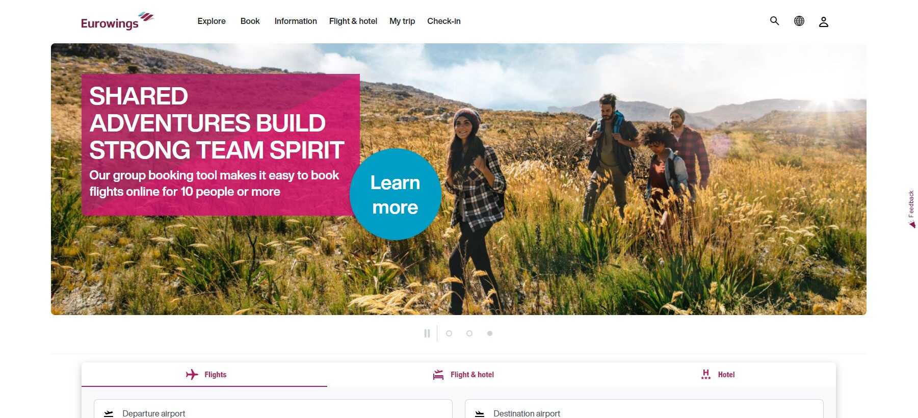 Eurowings webáruház főoldala