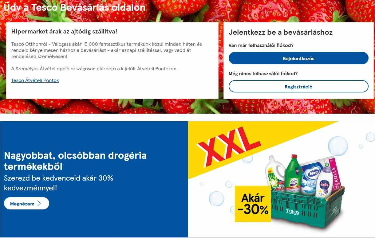 Tesco főoldala