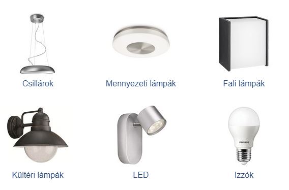 Lámpák, fali lámpák, csillárok, izzók