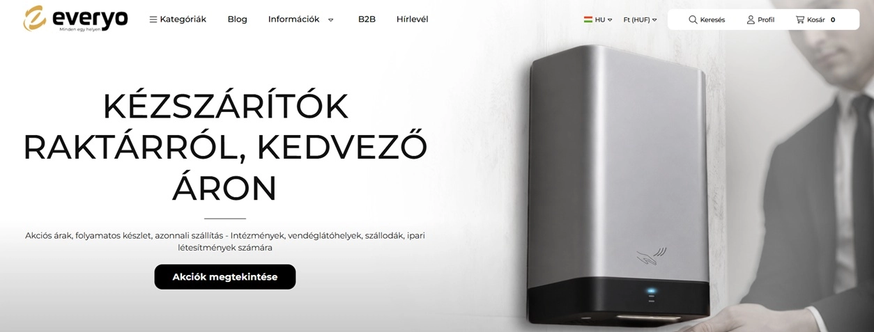 A webáruház főoldala
