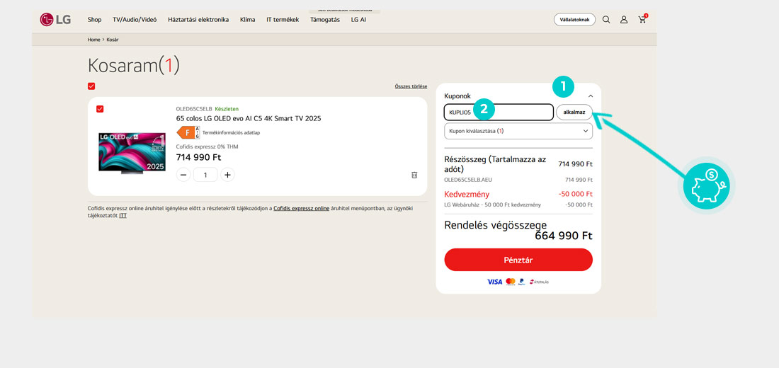 Útmutató egy LG kuponkód beváltásához