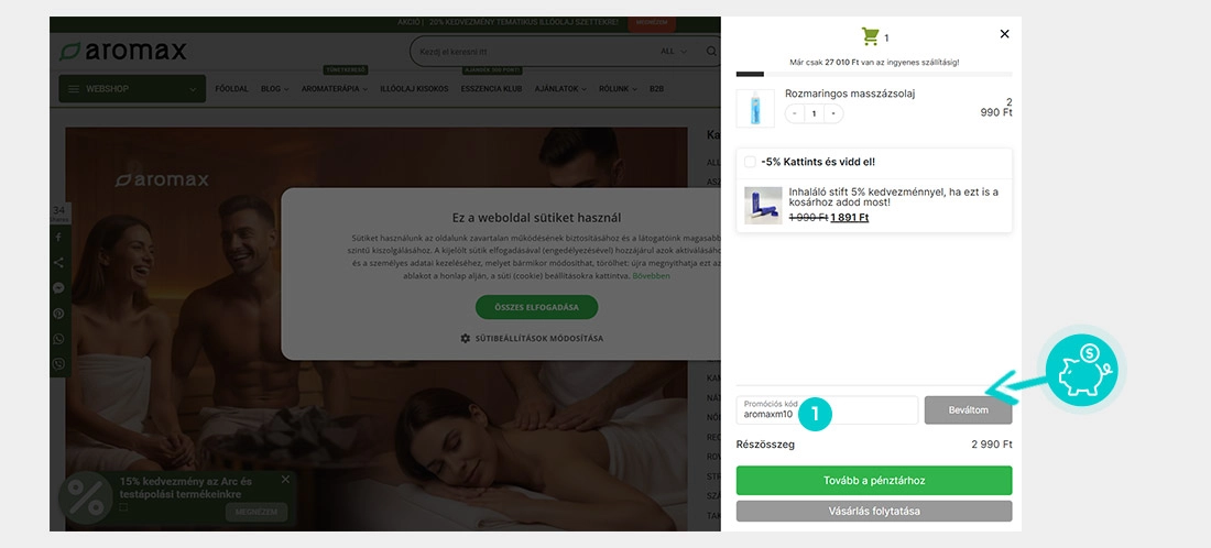 Útmutató egy Aromax kuponkód beváltásához