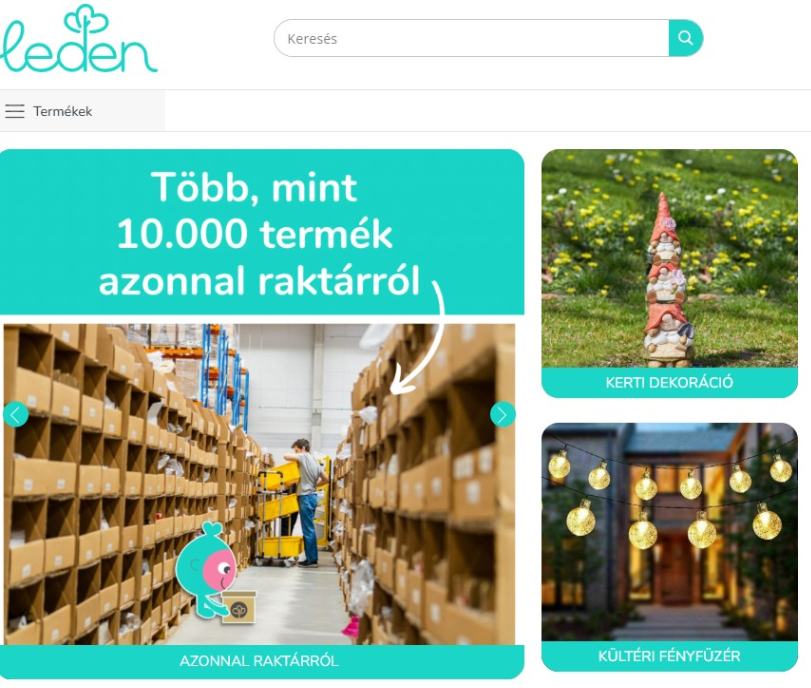 Leden webáruház főoldala