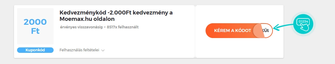 Példa egy Mömax kuponkódra