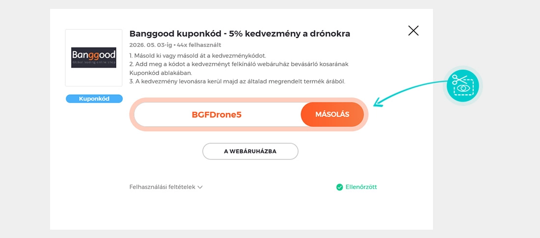 Útmutató egy Banggood kuponkód bemásolásához