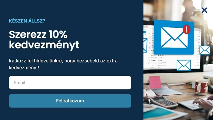 Kedvezmény a hírlevélre való feliratkozásért