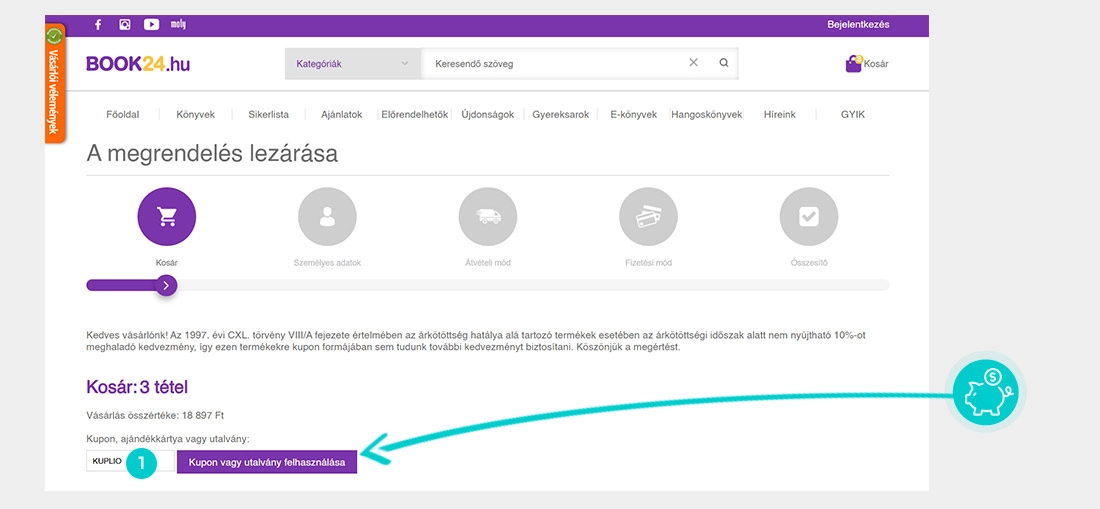Útmutató egy Book24 kuponkód beváltásához