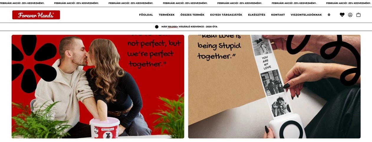 A webshop főoldala