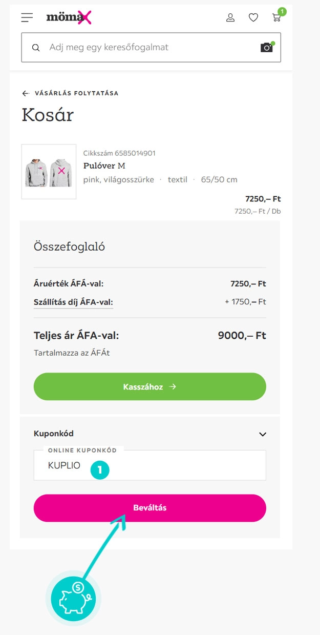Útmutató egy Mömax kuponkód beváltásához