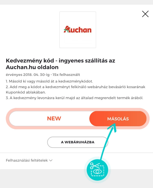 Útmutató egy Auchan kuponkód bemásolásához