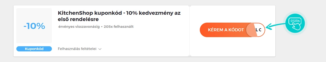 Példa egy KitchenShop kuponkódra