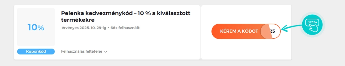 Példa egy Pelenka.hu kuponkódra