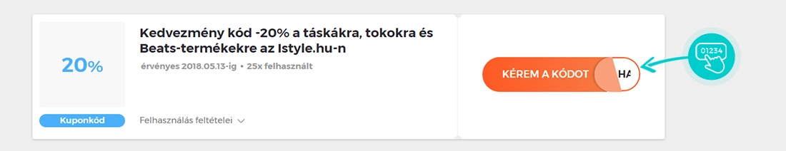 Példa egy iStyle kuponkódra