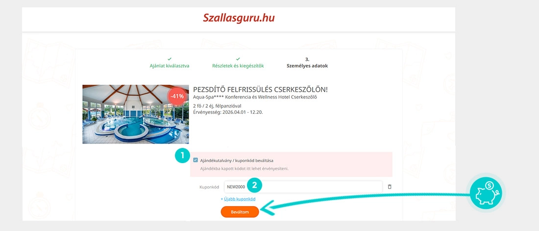 Útmutató egy Szallasguru kuponkód beváltásához