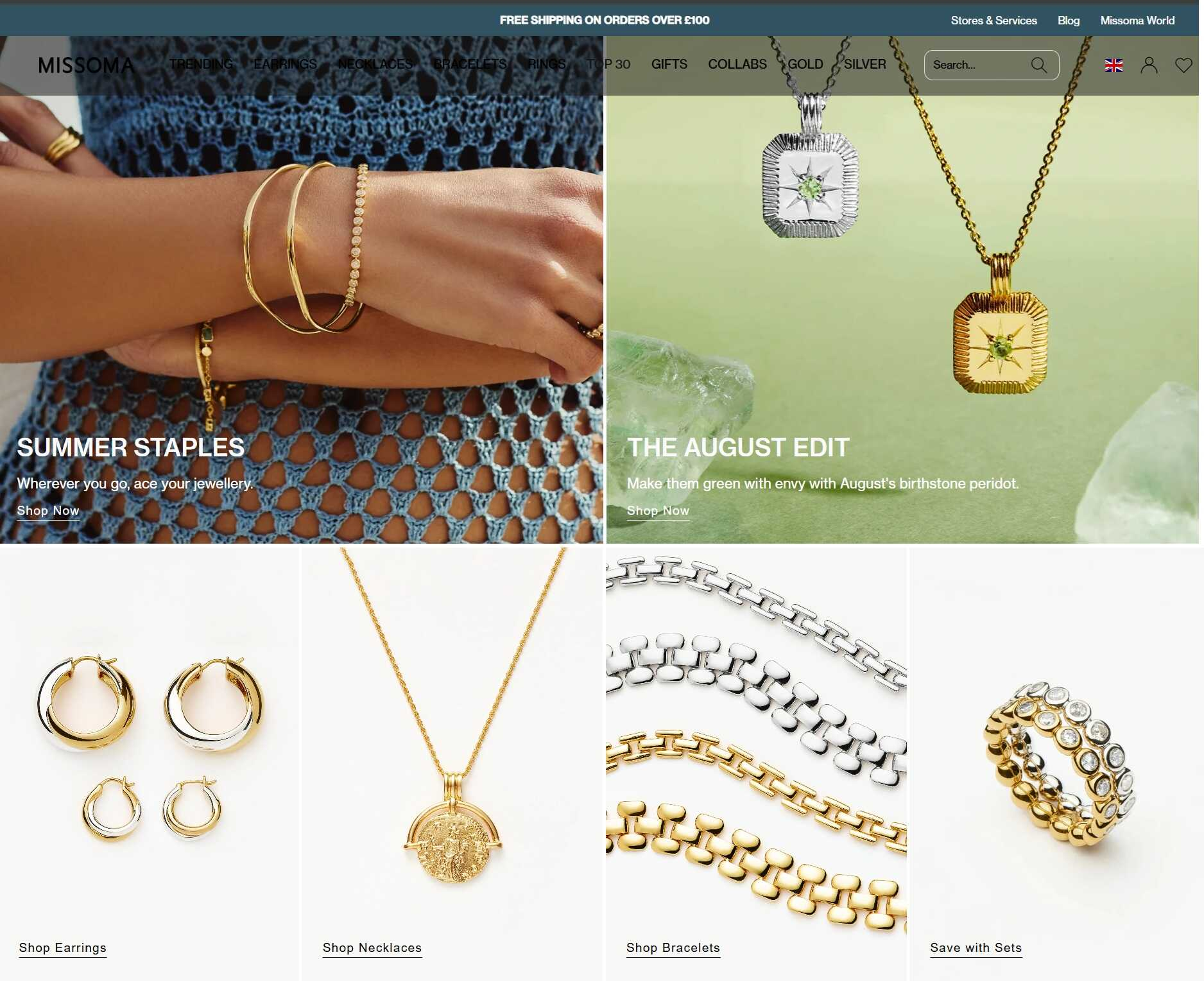 Missoma webáruház főoldala