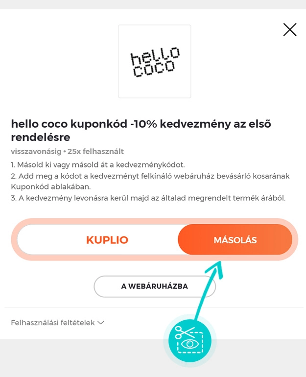 Útmutató egy hello coco kuponkód bemásolásához